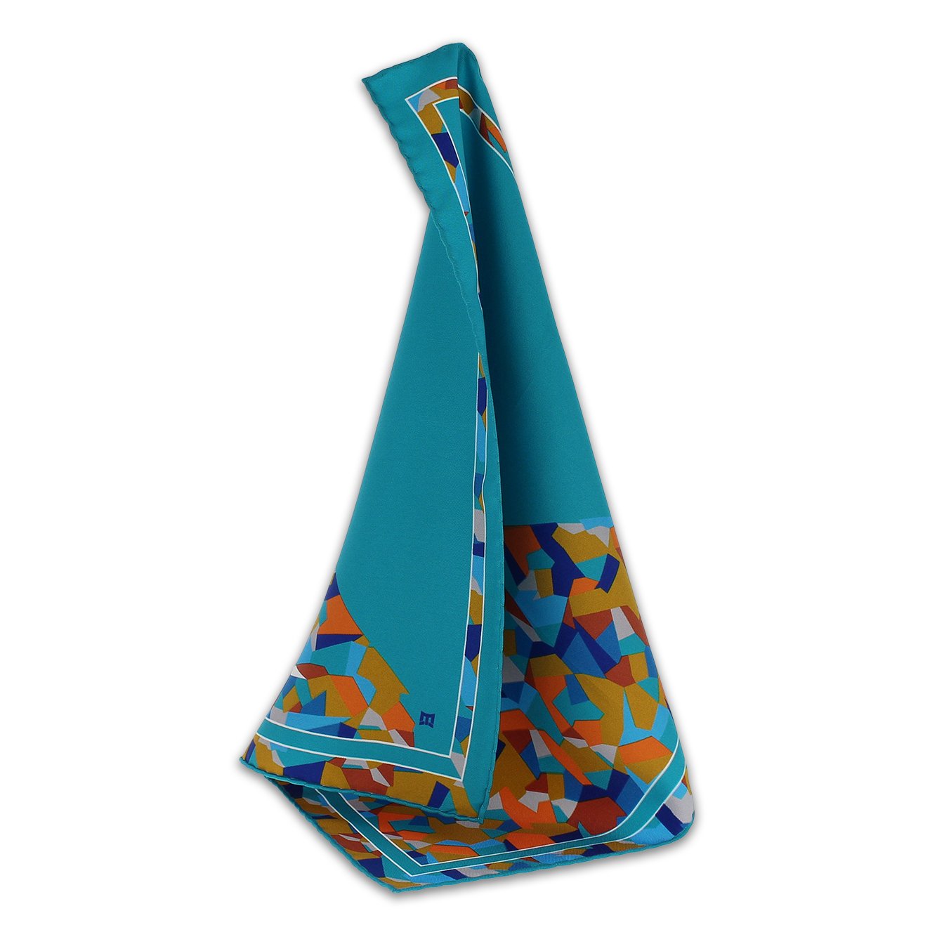 Quality Italian Pocket Squares Palladiana Peacock Blue - 100% Silk Twill Handkerchiefs - Ideal for Elegant Look