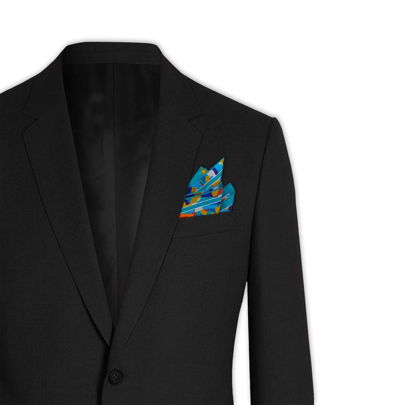 Quality Italian Pocket Squares Palladiana Peacock Blue - 100% Silk Twill Handkerchiefs - Ideal for Elegant Look