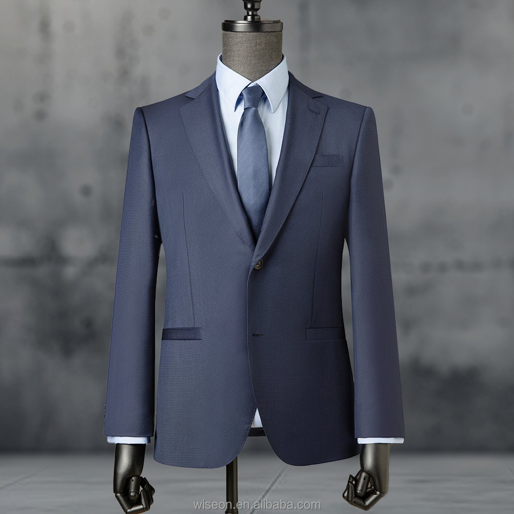 Chic Men's Two-Button Suit: Features Wide 7cm Peaked Lapel Handkerchief Slot, and Authentic Sleeve Details