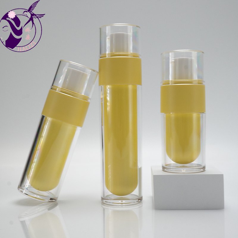 Wholesale Empty Lotion Acrylic Bottle Set Double Material Bottle Body with Press Pump Head and Screw Lid