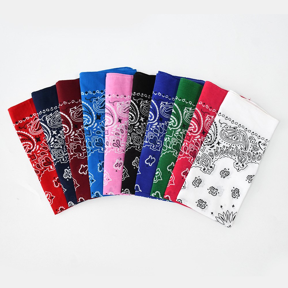 100% Cotton Bandanna promotion multifunction colourful custom square fabric customized printed headwear classic paisley bandana