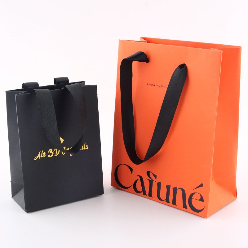Your Own for Ribbon Custom Printed Handle With Wholesale Bag Logo Kraft Gift Paper White Black Packaging Bags custom gift bags