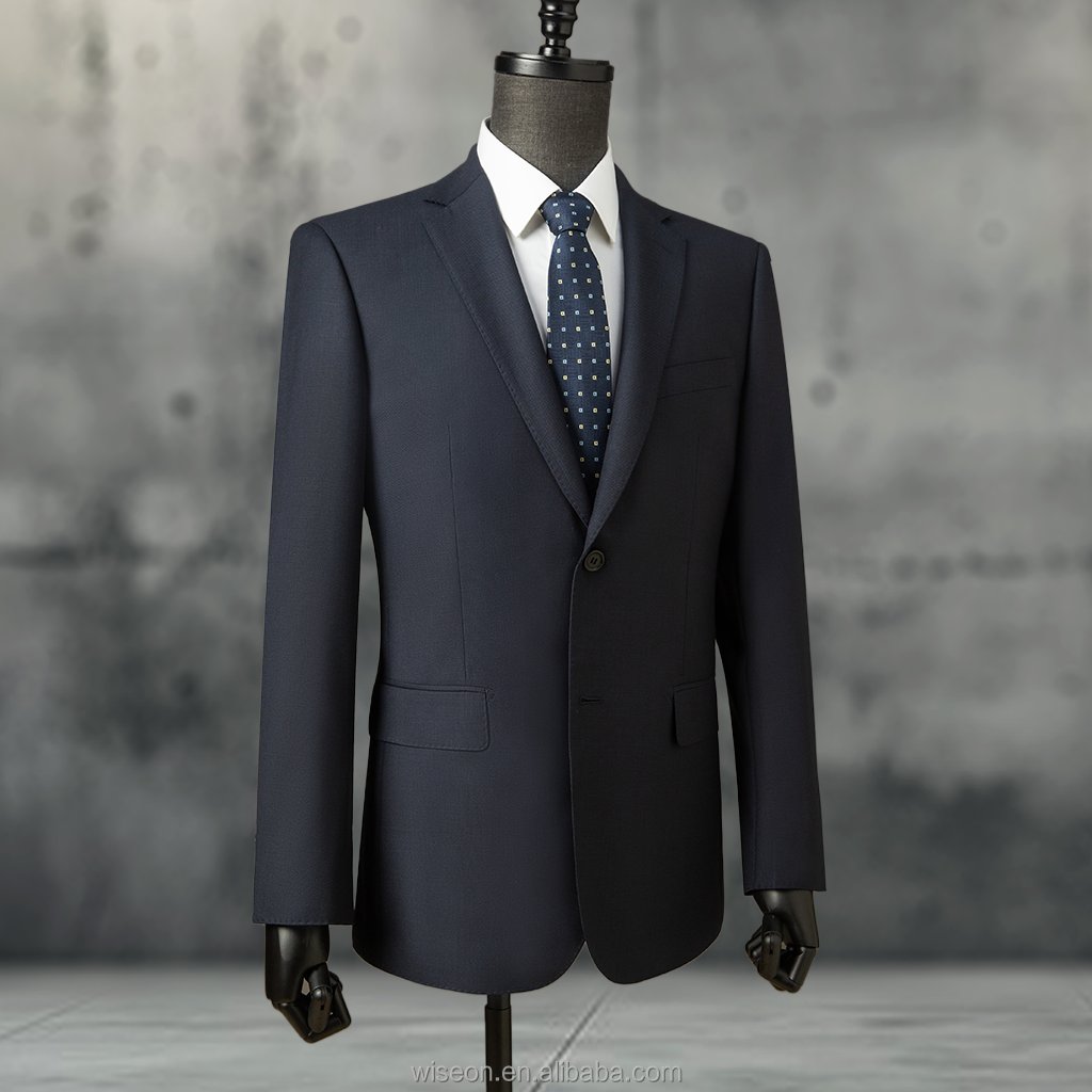 Modern Elegance: Single-Breasted Two-Button Men's Suit with a Sleek 7cm Flat Lapel.