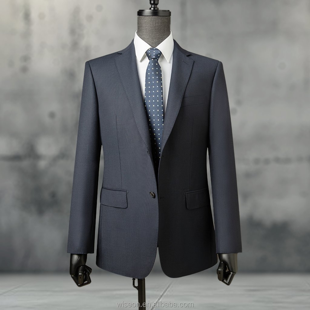 Modern Elegance: Single-Breasted Two-Button Men's Suit with a Sleek 7cm Flat Lapel.