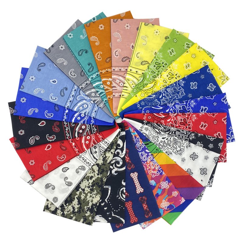 TXL291 Printing Logo Custom Cotton Square Scarf Paisley 26 Colors Hip Hop Multifunctional Handkerchief Headband Turban Bandanas