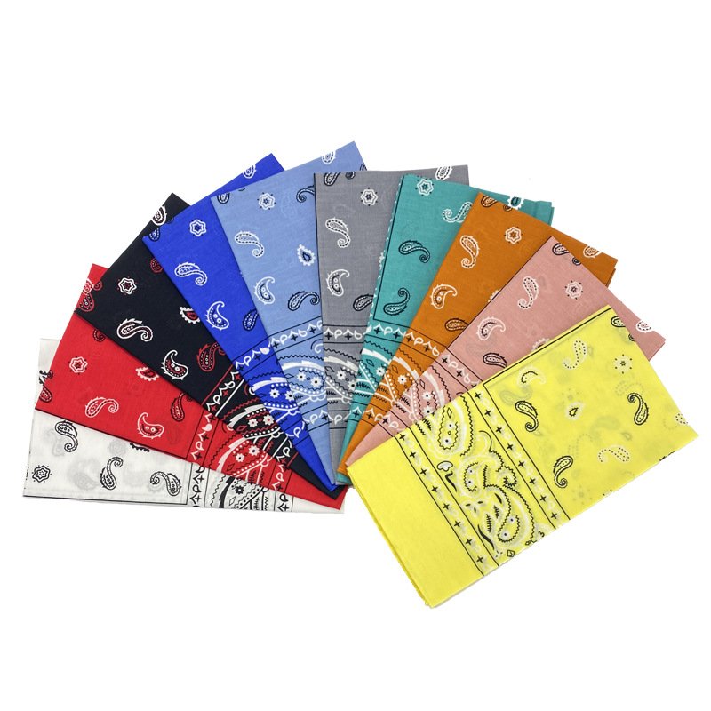 TXL291 Printing Logo Custom Cotton Square Scarf Paisley 26 Colors Hip Hop Multifunctional Handkerchief Headband Turban Bandanas