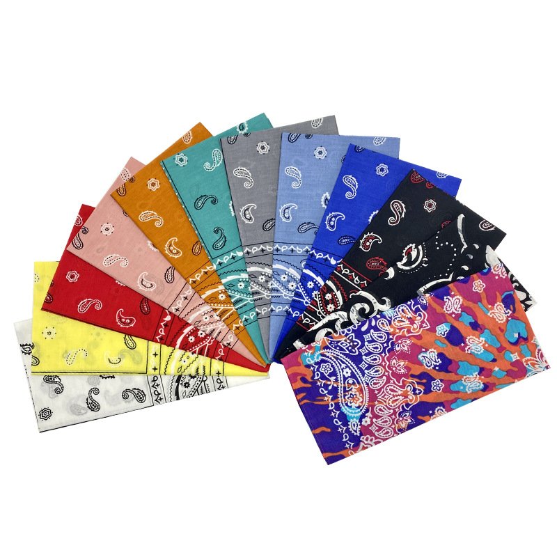 TXL291 Printing Logo Custom Cotton Square Scarf Paisley 26 Colors Hip Hop Multifunctional Handkerchief Headband Turban Bandanas