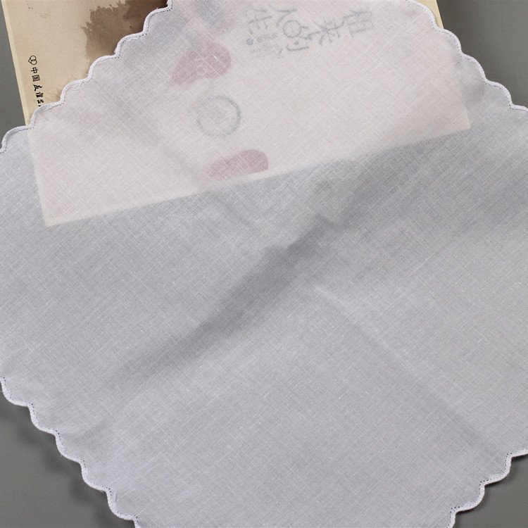 High Quality Solid White Square Pocket Hanky 100% Pure Cotton Scalloped Edge Handkerchiefs For Men Women