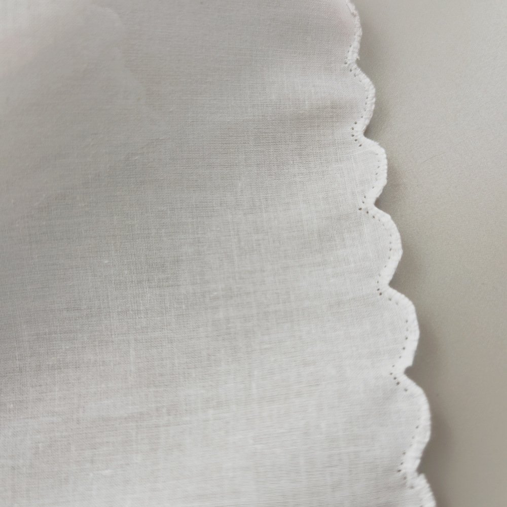 High Quality Solid White Square Pocket Hanky 100% Pure Cotton Scalloped Edge Handkerchiefs For Men Women