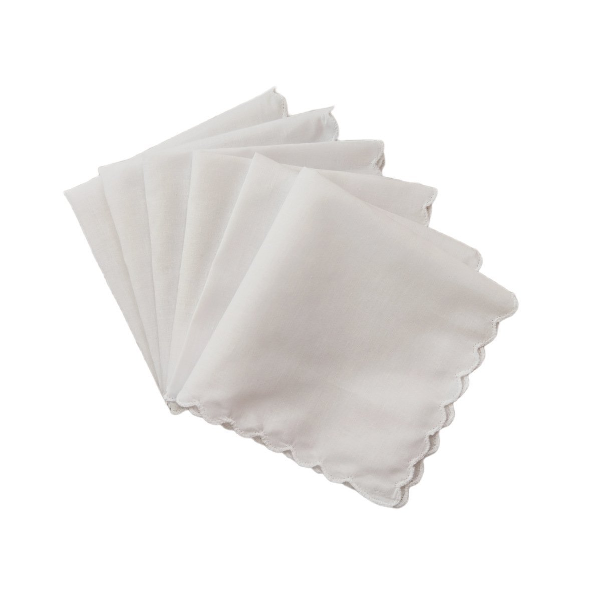 High Quality Solid White Square Pocket Hanky 100% Pure Cotton Scalloped Edge Handkerchiefs For Men Women