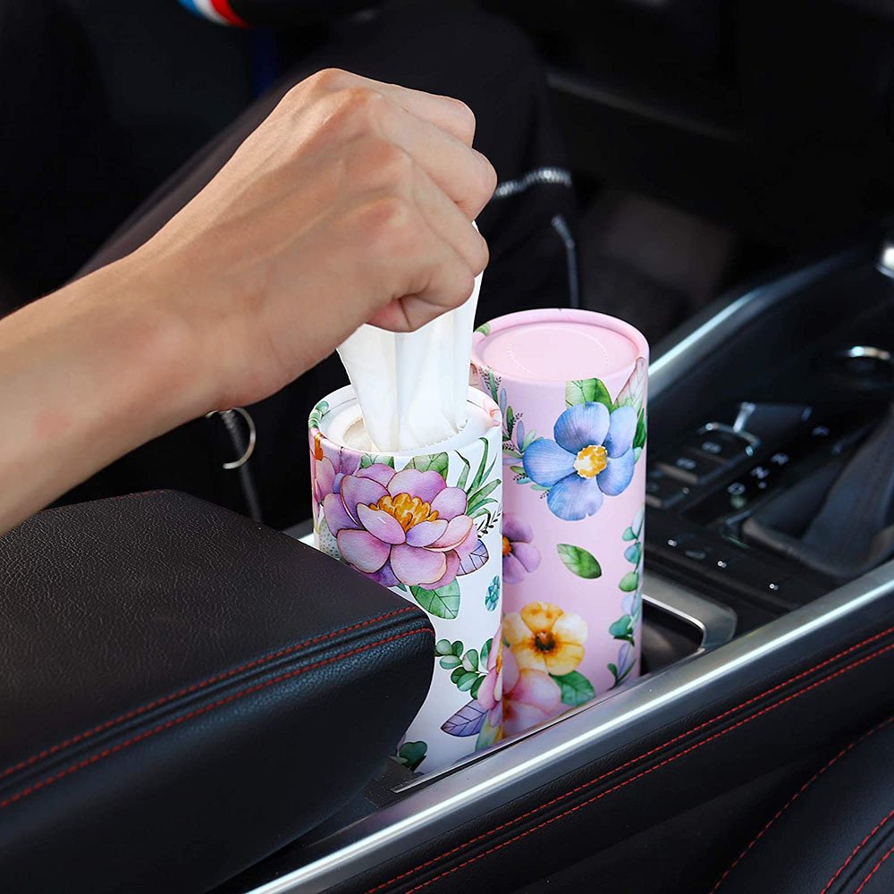 Eco-friendly 3 ply Tissue Bamboo Pulp Round Tube Facial Tissue Natural Car Tissue with Custom Print