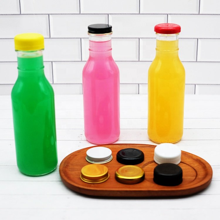 Custom shape logo 8oz 12oz 16oz 300ml Ring Neck Hot Sauce Beverage Juice Water Drinking Glass Bottle