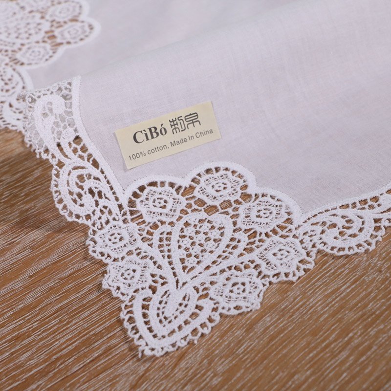 A005 Suitable for printing embroidery Ladies crochet hankies Women Wedding gift 12" Square scarf White Cotton Lace handkerchiefs