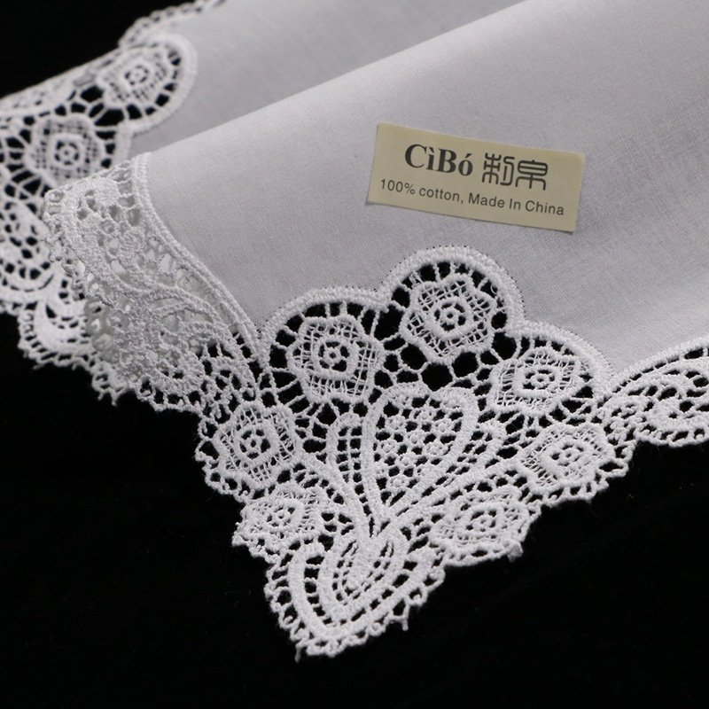 A005 Suitable for printing embroidery Ladies crochet hankies Women Wedding gift 12" Square scarf White Cotton Lace handkerchiefs