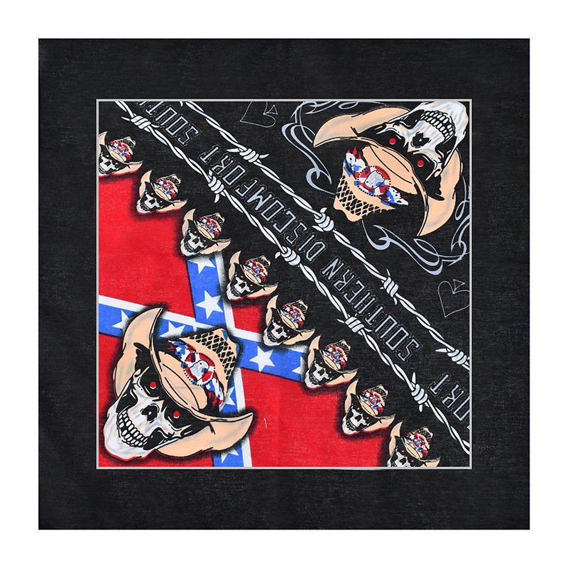 Logo Custom Cotton Square Scarf Paisley Skull Hip Hop Multifunctional Handkerchief Headband Halloween Turban Bandanas