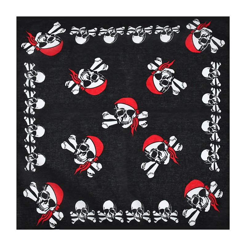 Logo Custom Cotton Square Scarf Paisley Skull Hip Hop Multifunctional Handkerchief Headband Halloween Turban Bandanas