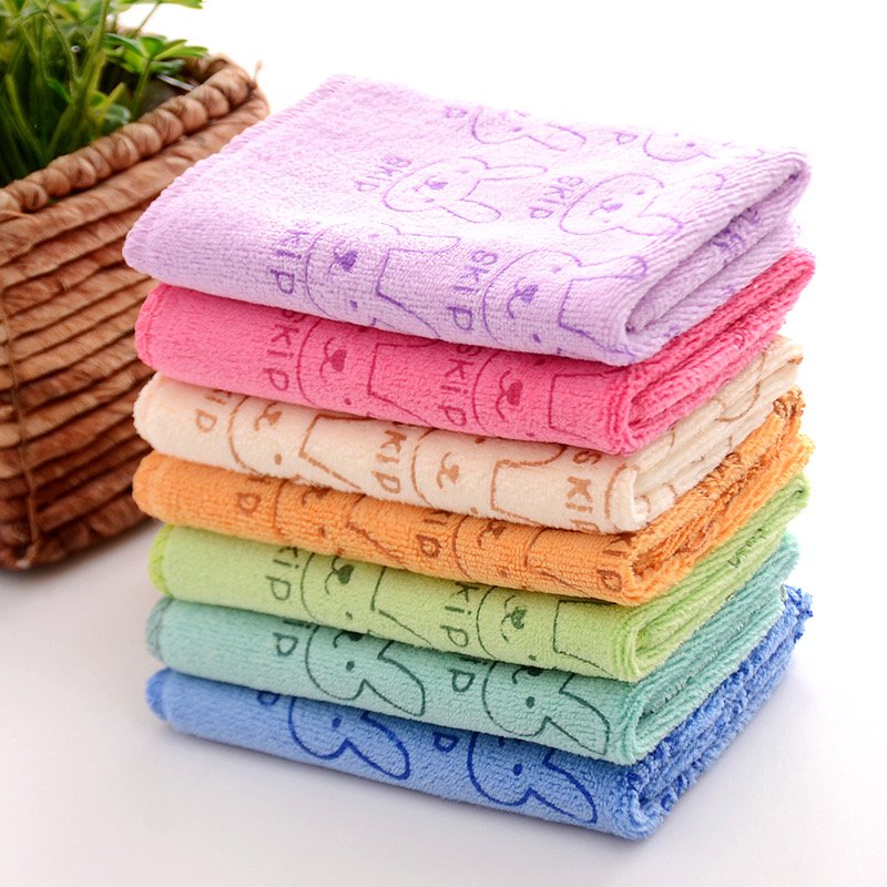 Ultra fine fiber absorbent small square handkerchief cartoon printed children's kindergarten hand towel handkerchief