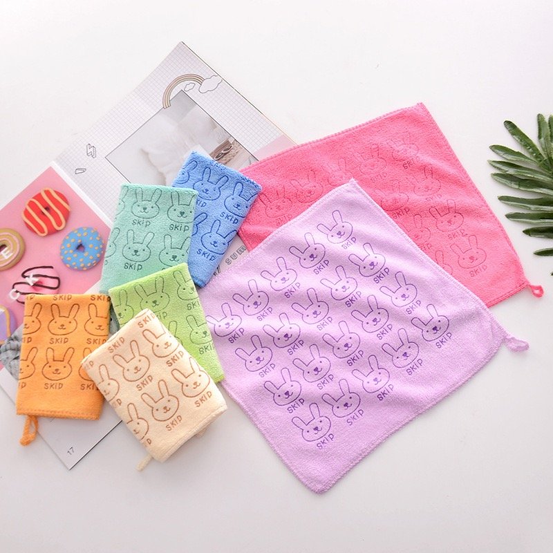 Ultra fine fiber absorbent small square handkerchief cartoon printed children's kindergarten hand towel handkerchief