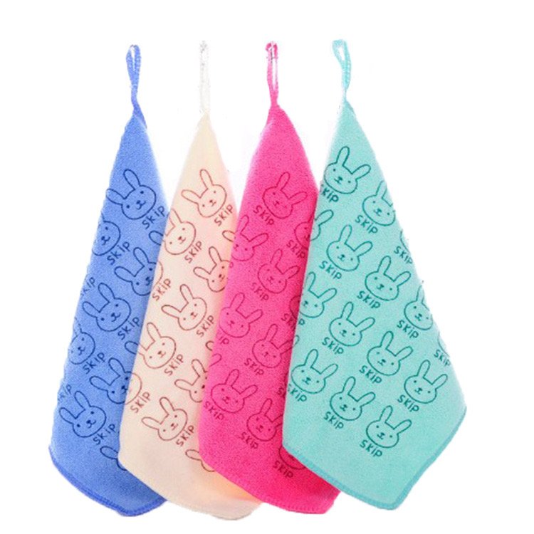Ultra fine fiber absorbent small square handkerchief cartoon printed children's kindergarten hand towel handkerchief