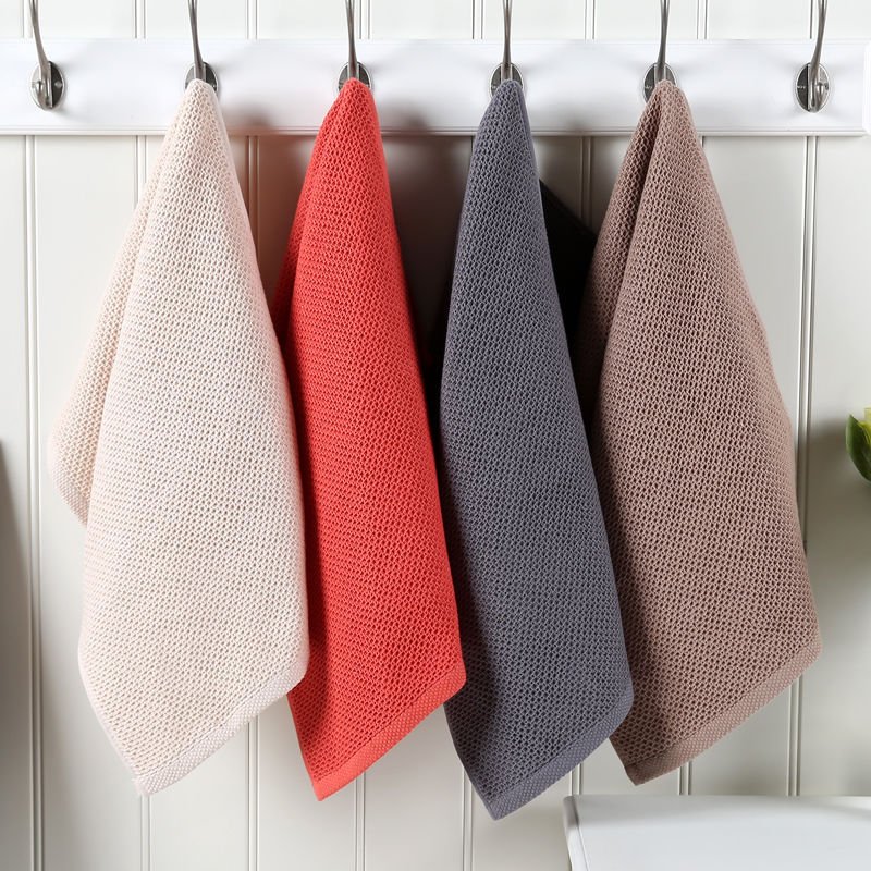 Wholesale Absorbent Thicken Tea Towels Hand Square Solid Handkerchief Cotton Waffle Weave Kitchen Towels