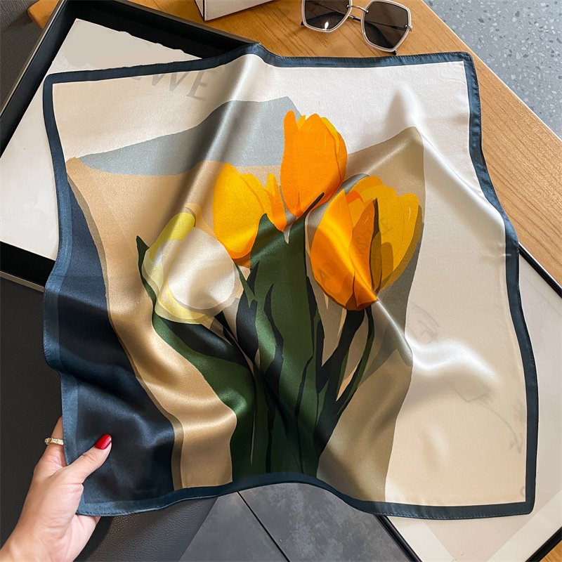 Luxury High Quality Soft Smooth 53*53cm Silk Square Scarf Muffler Neckerchief For Women Silk Scarves Handkerchief