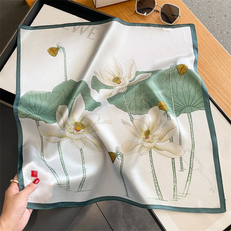 Luxury High Quality Soft Smooth 53*53cm Silk Square Scarf Muffler Neckerchief For Women Silk Scarves Handkerchief