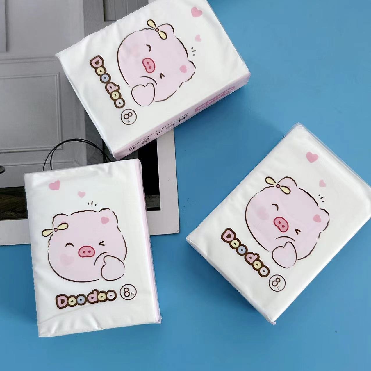 FSC Senwen Cute Bear Facial Tissues Virgin Wood Pulp Pocket Tissues Cube Box 9 Packs 3 ply 8 sheets Mini Handkerchief Tissue