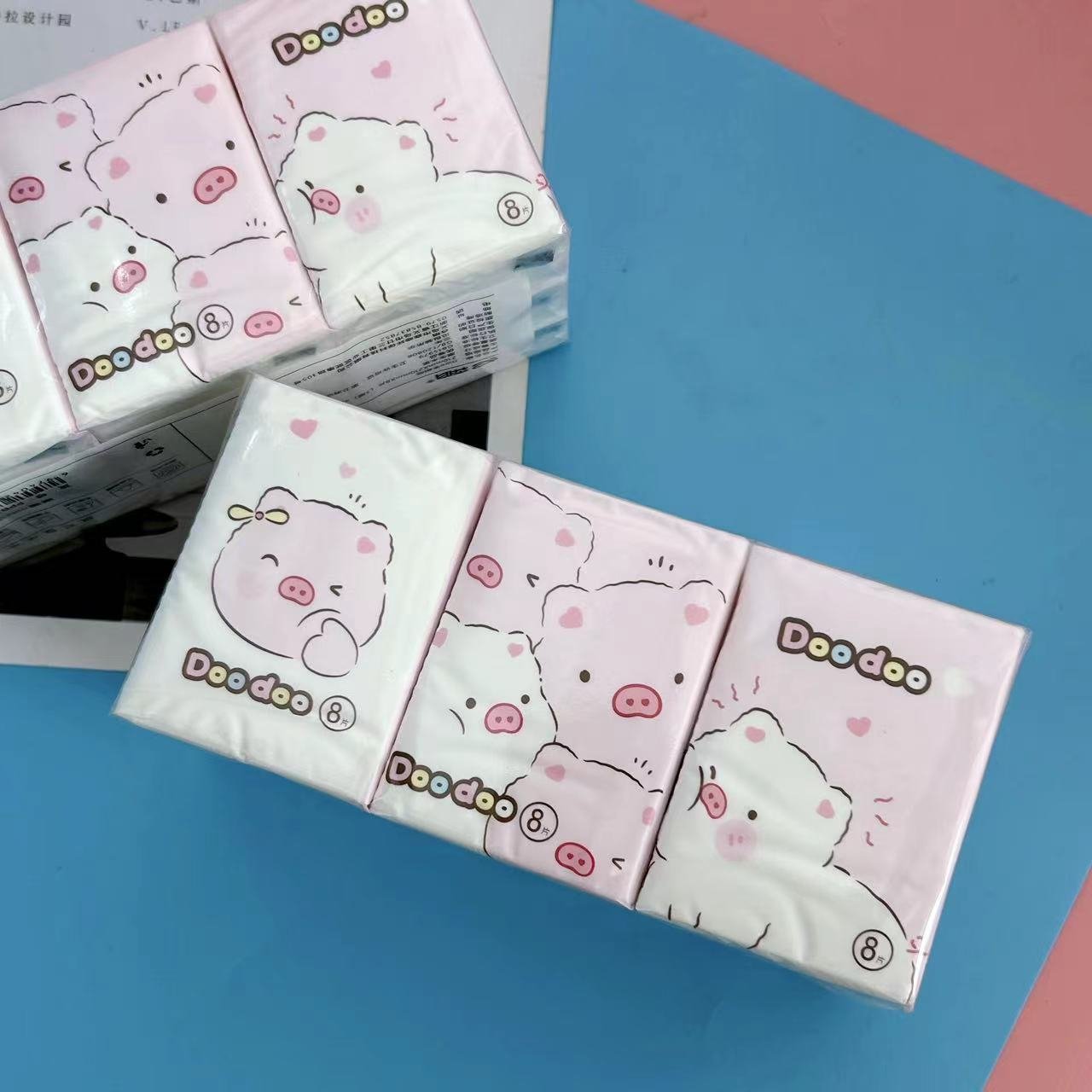 FSC Senwen Cute Bear Facial Tissues Virgin Wood Pulp Pocket Tissues Cube Box 9 Packs 3 ply 8 sheets Mini Handkerchief Tissue