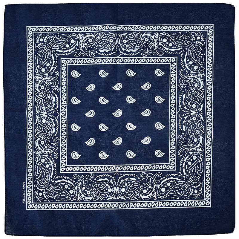 Wholesale Custom made Head Paisley cotton bandanas handkerchief Square silk screen Print Scarf