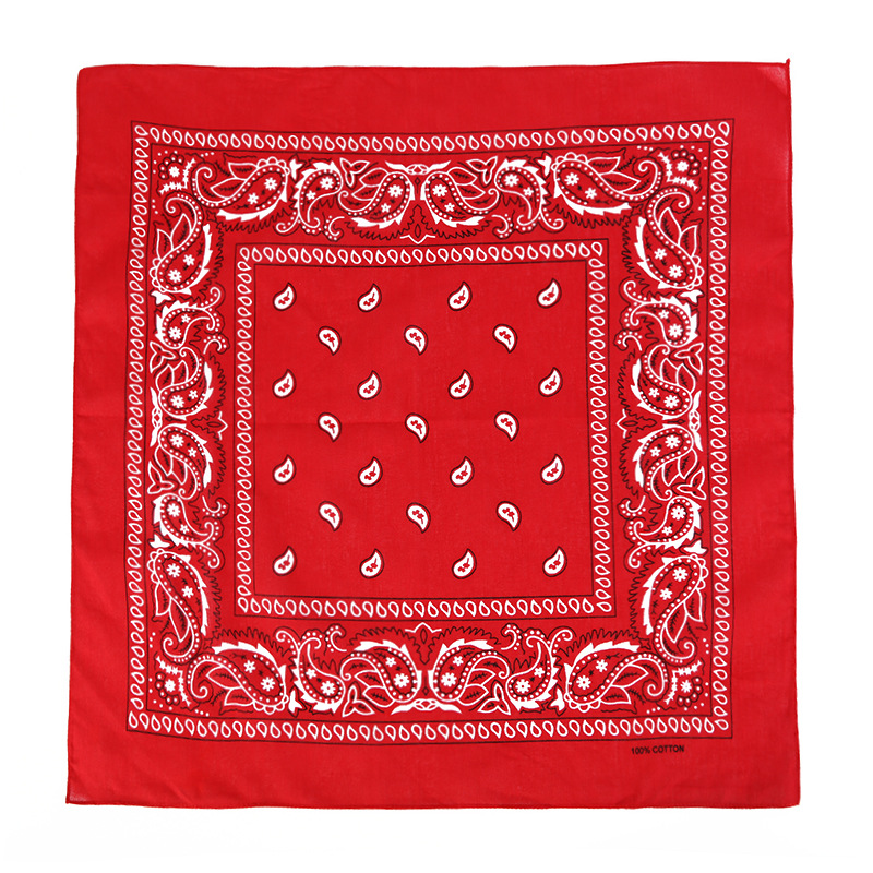 Wholesale Custom made Head Paisley cotton bandanas handkerchief Square silk screen Print Scarf