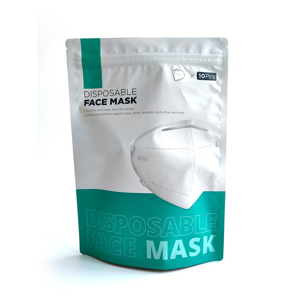 Wholesale Custom Printed N95 Kn95 Surgical Face Packaging Stand up Zippered Pouch with Barrier Feature
