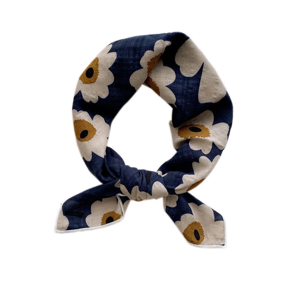 55cm Floral Print Neckerchief Women Hair Scarf Square Handkerchief Cotton Neck Scarves Small Wraps Cute Bandana Head Scarfs