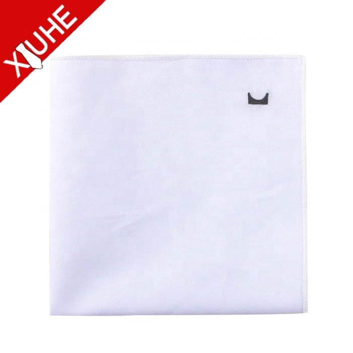 wholesale custom embroidered white 100% cotton fabric handkerchief