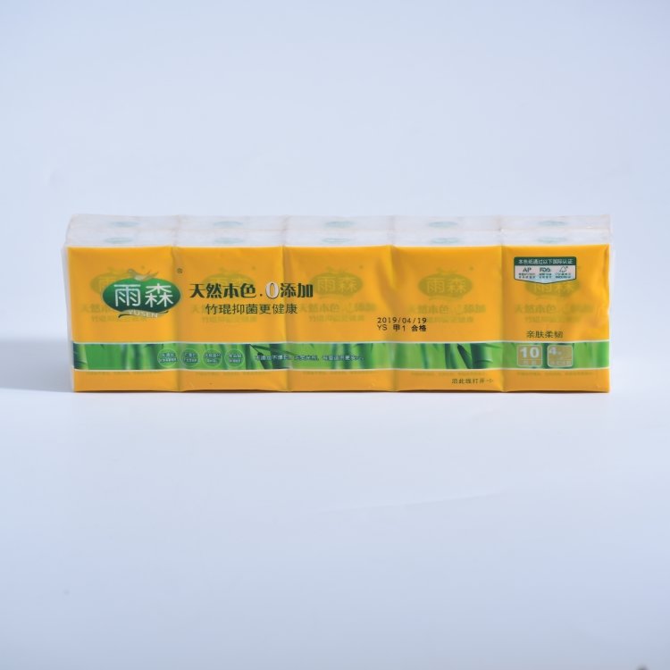 Travel pack mini facial tissue plain bamboo pocket tissue paper folded mini handkerchief