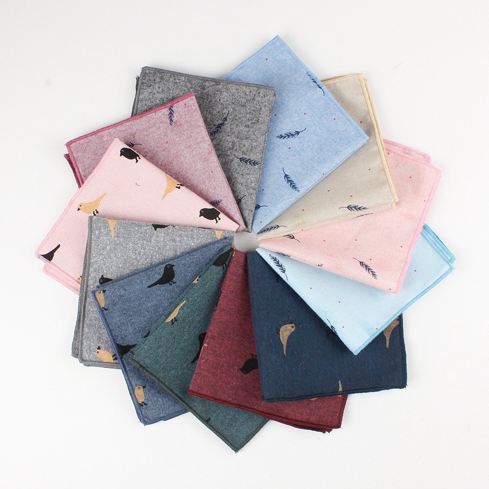 Wholesale Custom Mens Cartoon Printed Handkerchief Cotton Wedding Handkerchief Kids Dots Pocket Square Handkerchiefs