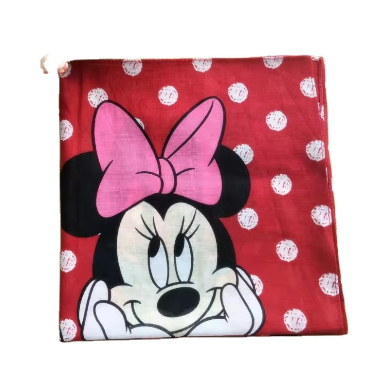 Soft white wave point and red fabric cartoon figure cute handkerchief bandanas for children