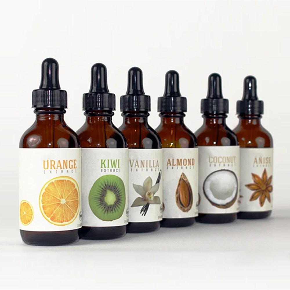 Personalized glass dropper bottle with plastic dropper cap for essential oil applications