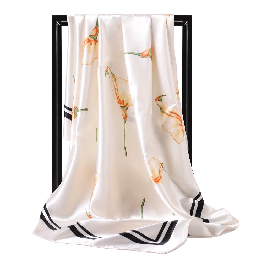 Wholesale Silk Scarf Luxury Soft Custom Logo 90*90 Satin Silk hijab Low MOQ Design custom