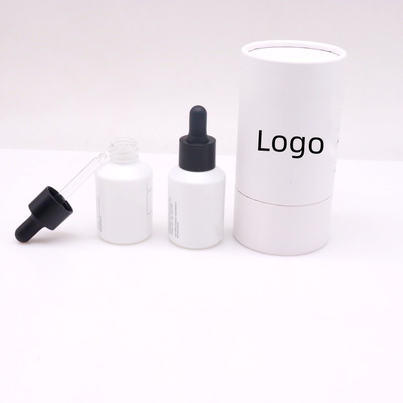 custom15ml 30ml 60ml frosted green white oblique shoulder serum glass dropper bottle with box for essential oil