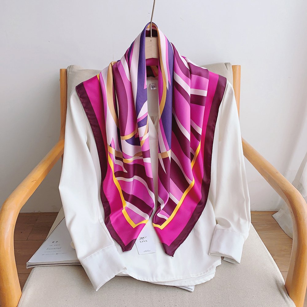 Wholesale 2023 twill Silk Feeling Square Handkerchief Women's Fashion Head Scarf Neck Scarf 90*90cm Square Neck Tie Hair Wraps
