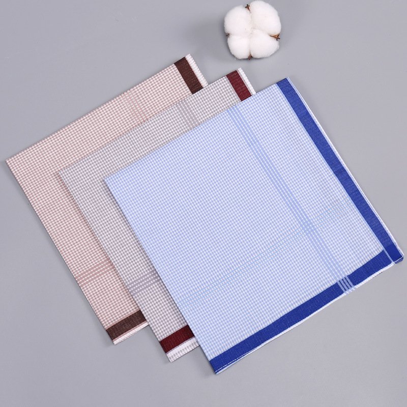 Retro nostalgia plaid handkerchief for men pure cotton soft and sweat absorbent hanky best gift handkerchieves