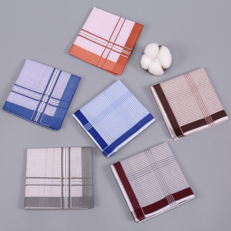 Retro nostalgia plaid handkerchief for men pure cotton soft and sweat absorbent hanky best gift handkerchieves