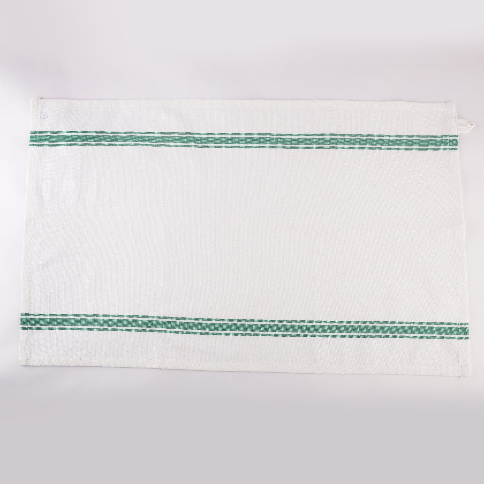 Recycled Cotton Towel vintage strips golf kitchen set of 12 - Green color