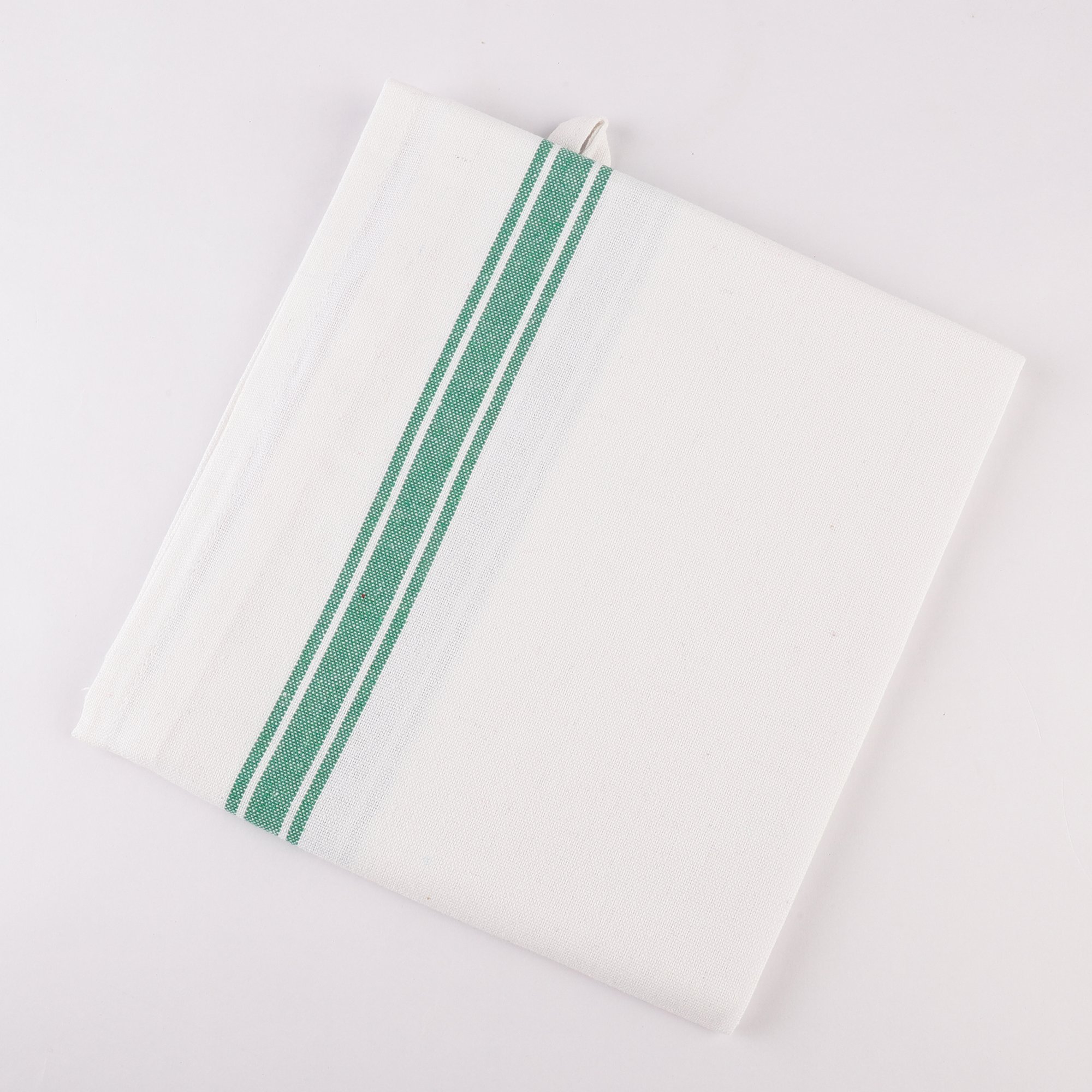 Recycled Cotton Towel vintage strips golf kitchen set of 12 - Green color