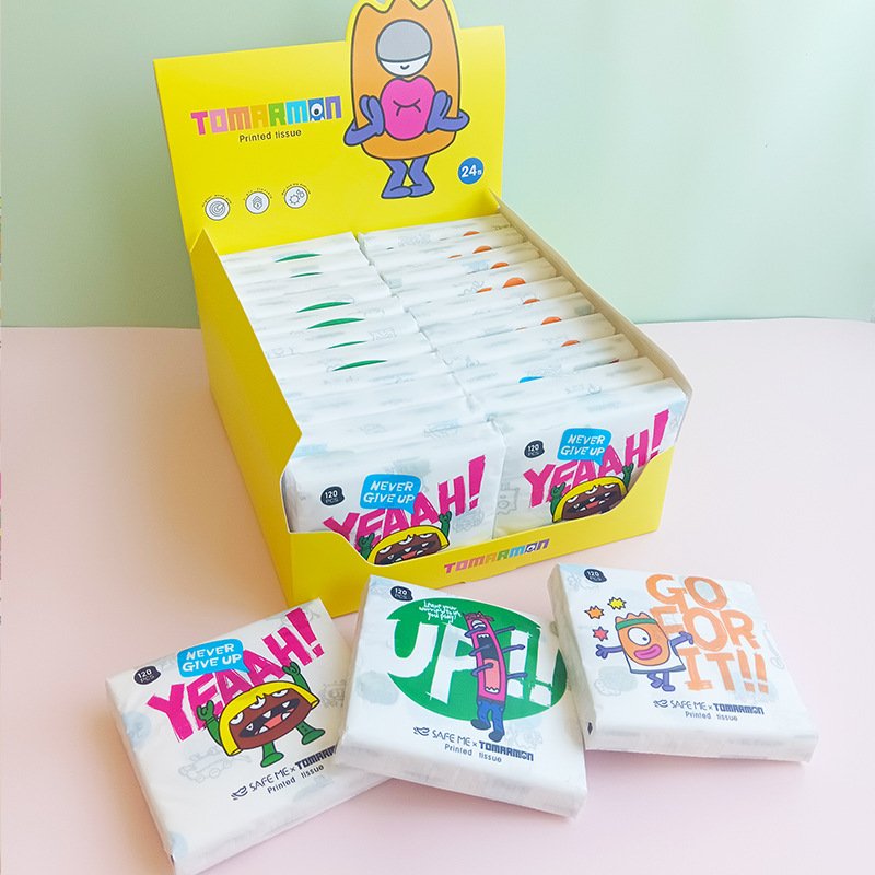 FSC New Tomarmon Portable Facial Tissues Wood Pulp Color Printed Soft 40 Pull Cute Cartoon Handkerchief Pocket Tissue