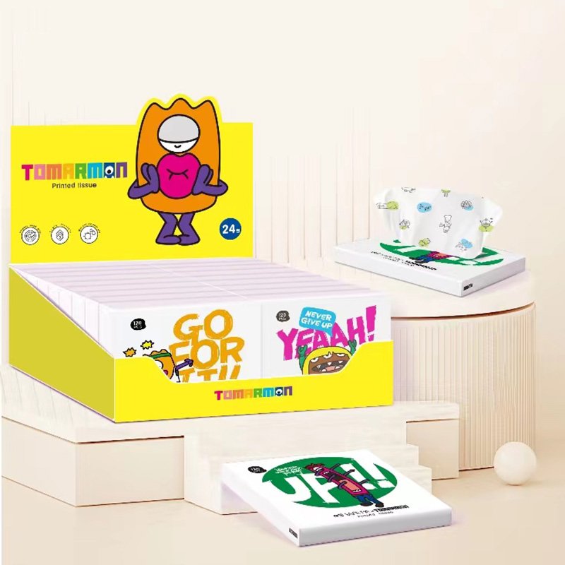 FSC New Tomarmon Portable Facial Tissues Wood Pulp Color Printed Soft 40 Pull Cute Cartoon Handkerchief Pocket Tissue