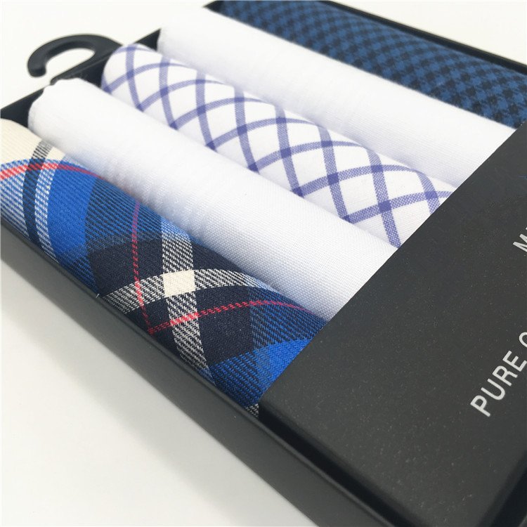 Cotton Europe blue white handkerchief gift box for teenagers lavender soft handkerchief