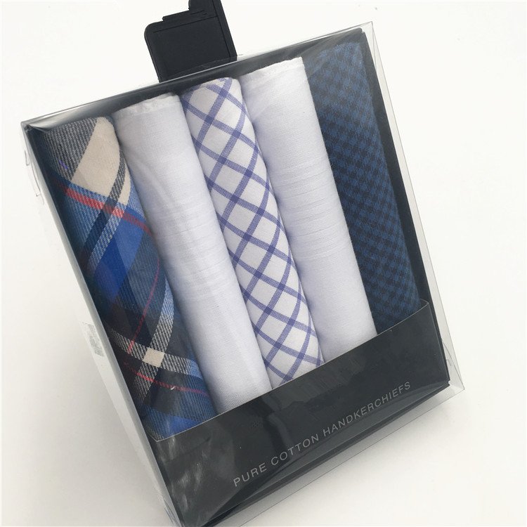 Cotton Europe blue white handkerchief gift box for teenagers lavender soft handkerchief