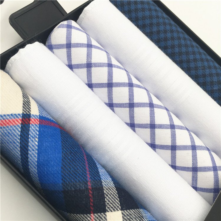 Cotton Europe blue white handkerchief gift box for teenagers lavender soft handkerchief