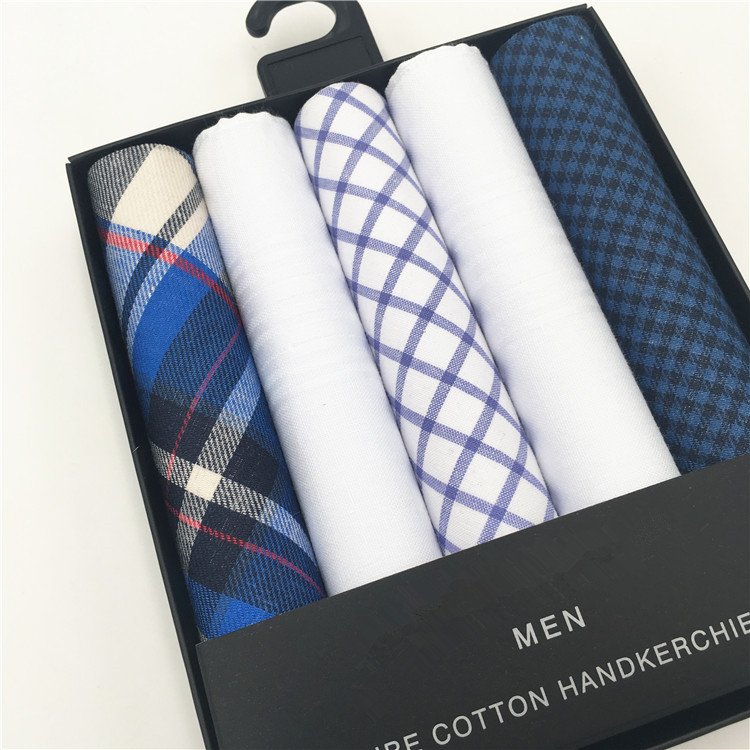 Cotton Europe blue white handkerchief gift box for teenagers lavender soft handkerchief